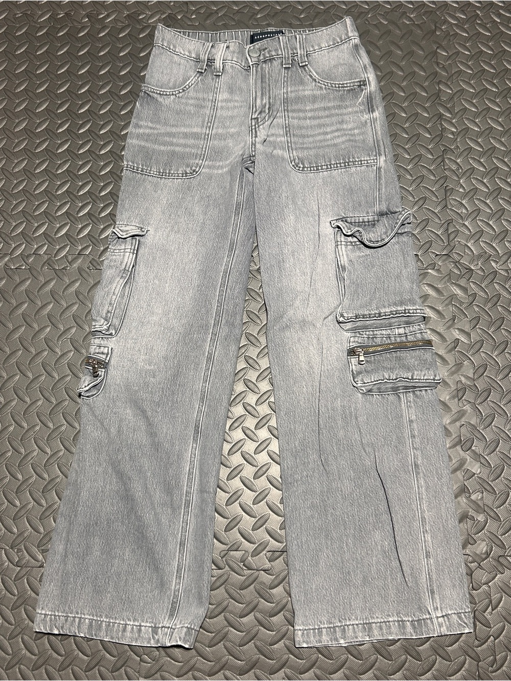 Aeropostale Women’s Gray Wide-Leg Cargo Jeans Size XS